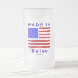 Made in Delco Frosted Glass Beer Mug