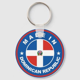 made in dominican republic flag label round stamp key ring