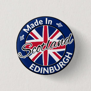 Made in Edinburgh Scotland Union Jack Flag 3 Cm Round Badge