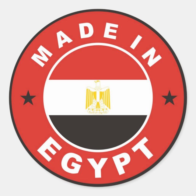 made in egypt country flag label round stamp (Front)