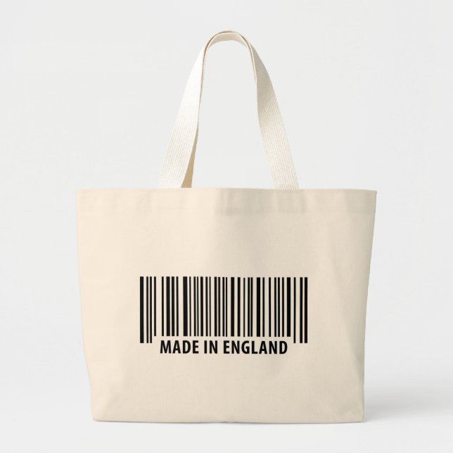 made in england bar code barcode large tote bag (Front)