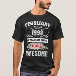 Made In February 24year Old Vintage 1998 24th Bir T-Shirt