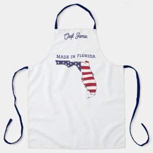 “Made in Florida”, State Map w/ USA Flag Overlay Apron