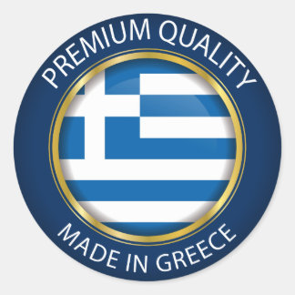 Made in Greece Flag, Greek Artwork Seal, Icon Classic Round Sticker