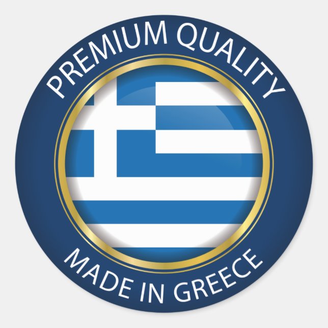 Made in Greece Flag, Greek Artwork Seal, Icon Classic Round Sticker (Front)