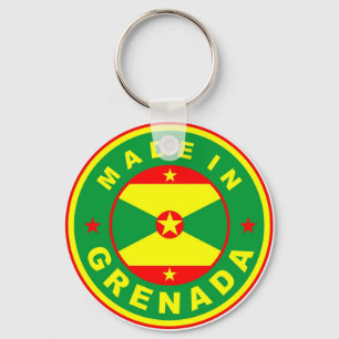 made in grenada country flag product label round key ring
