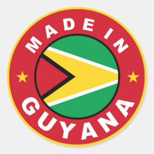 made in guyana country flag product label round