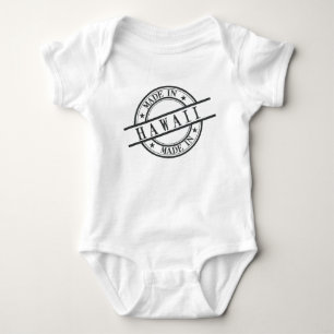 Made In Hawaii Stamp Style Logo Symbol Black Baby Bodysuit