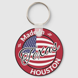 Made in Houston Texas Stars and Stripes Flag Key Ring