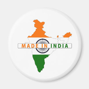 made in india country map shape flag product label magnet