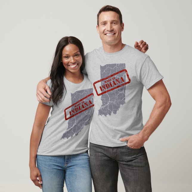Made in Indiana Grunge Map Grey T-shirt (Unisex)