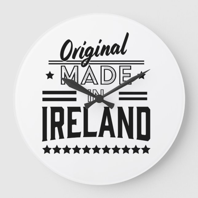 made in Ireland beautiful retro logo. Large Clock (Front)