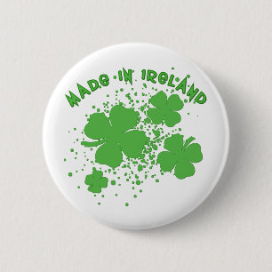 Made In Ireland with Shamrocks Products 6 Cm Round Badge