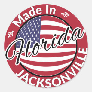 Made in Jacksonville Florida USA Flag Classic Round Sticker