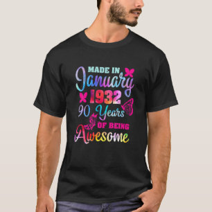 Made In January 1932 90 Years Of Being Awesome 90T T-Shirt
