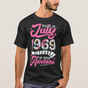 Made In July 1969 Floral 53 Year Old 53rd Birthday T-Shirt