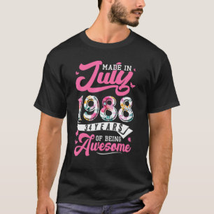 Made In July 1988 Floral 34 Year Old 34th Birthday T-Shirt