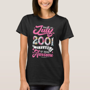 Made In July 2001 Floral 21 Year Old 21st Birthday T-Shirt