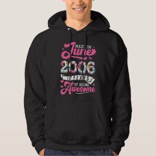 Made In June 2006 Floral 16 Year Old 16th Birthday Hoodie