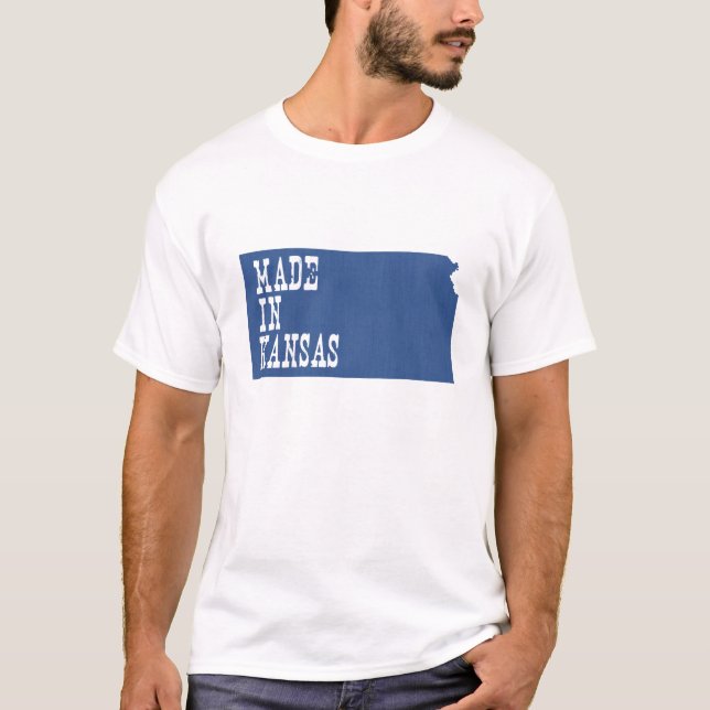 Made in Kansas Kansan Map Shaped Birth State T-Shirt (Front)