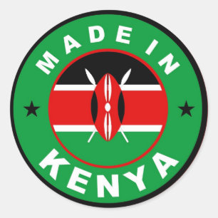 made in kenya country flag product label round
