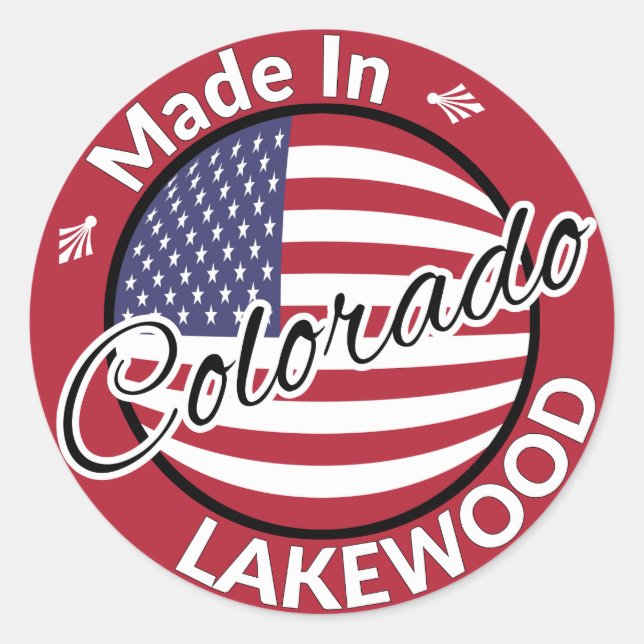 Made in Lakewood Colorado American Flag Classic Round Sticker (Front)