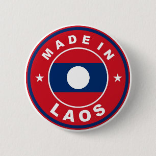 made in laos country flag product label round 6 cm round badge
