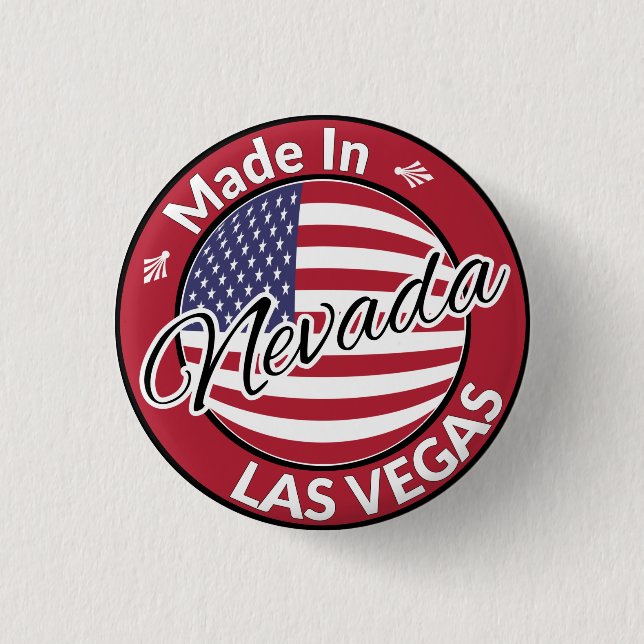 Made in Las Vegas Nevada USA Flag 3 Cm Round Badge (Front)