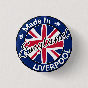 Made in Liverpool England Union Jack Flag 3 Cm Round Badge
