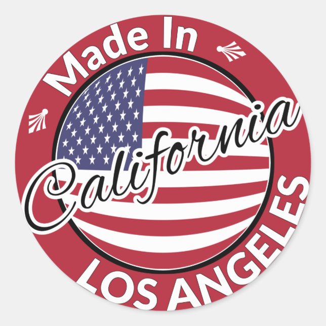Made in Los Angeles California Stars Stripes Flag Classic Round Sticker (Front)