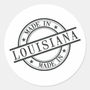 Made In Louisiana Stamp Style Logo Symbol Black Classic Round Sticker