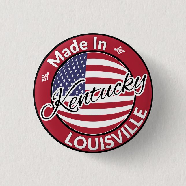 Made in Louisville Kentucky USA Flag 3 Cm Round Badge (Front)