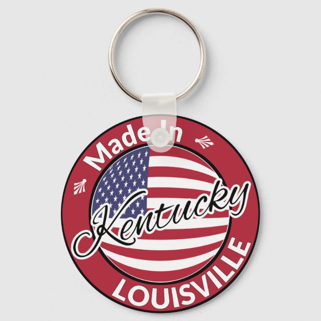 Made in Louisville Kentucky USA Flag Key Ring (Front)