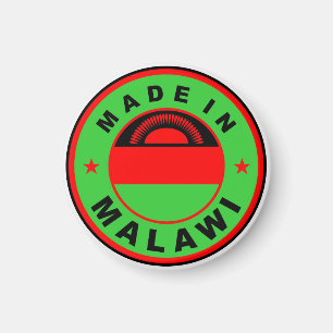 made in malawi country flag product label round magnet