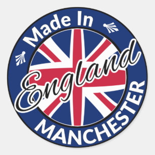 Made in Manchester England Union Jack Flag Classic Round Sticker