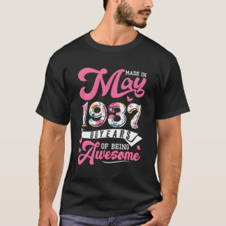 Made In May 1937 Floral 86 86Th For T-Shirt