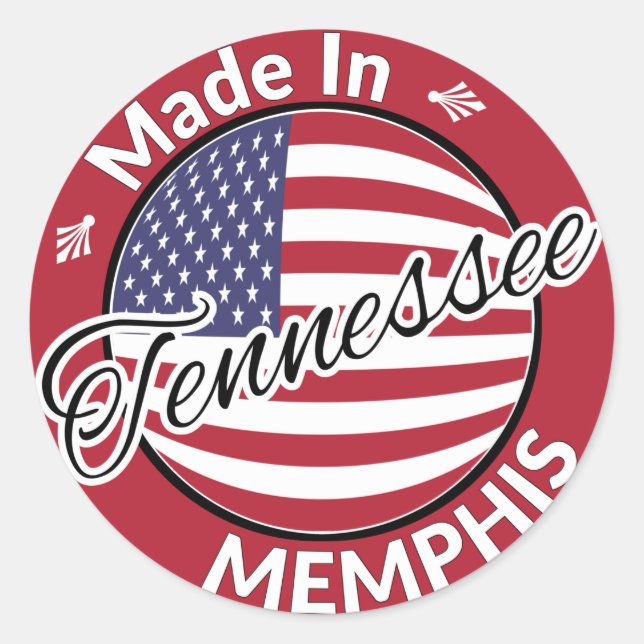 Made in Memphis Tennessee USA Flag Classic Round Sticker (Front)