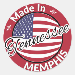 Made in Memphis Tennessee USA Flag Classic Round Sticker