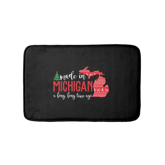 Made In Michigan A Long Long Time Ago Christmas Bath Mat (Front)