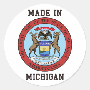 Made In Michigan Classic Round Sticker
