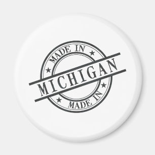 Made In Michigan Stamp Style Logo Symbol Black Magnet