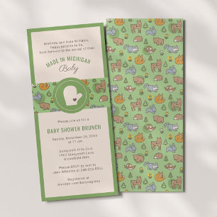 Made in Michigan Woodland Animals Slim Baby Shower Invitation