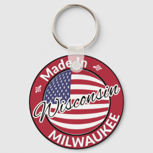 Made in Milwaukee Wisconsin USA Flag Key Ring