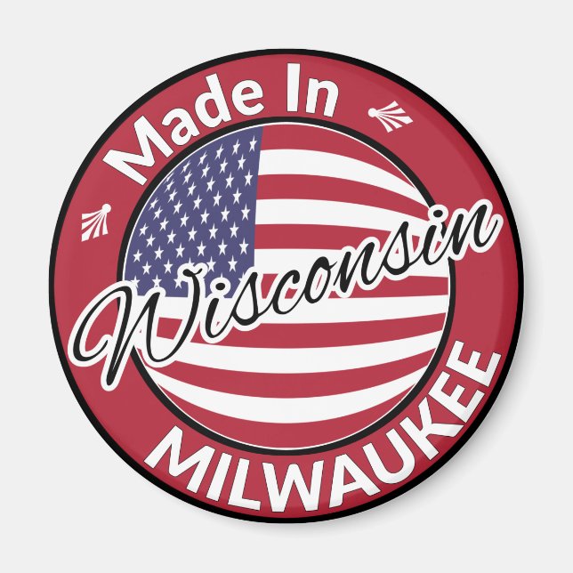 Made in Milwaukee Wisconsin USA Flag Magnet (Front)