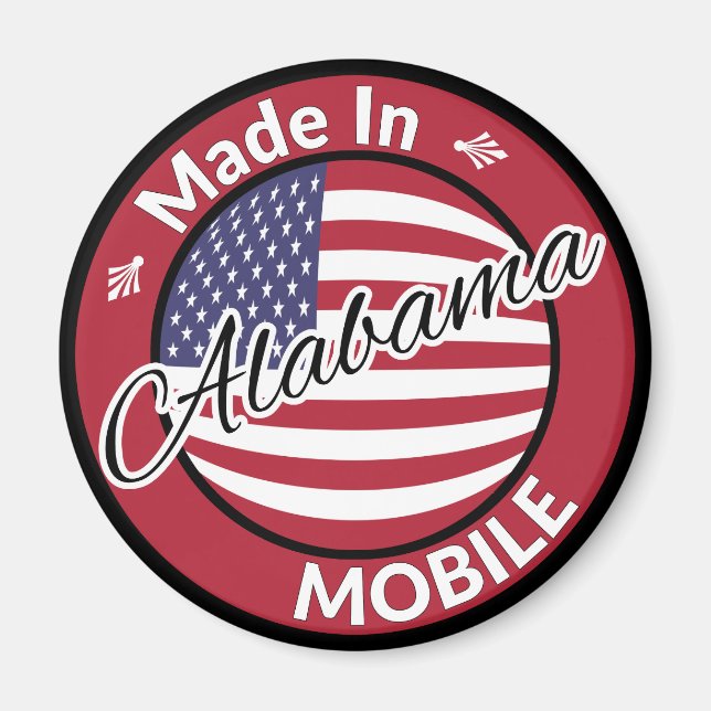 Made in Mobile Alabama Stars and Stripes Flag Magnet (Front)