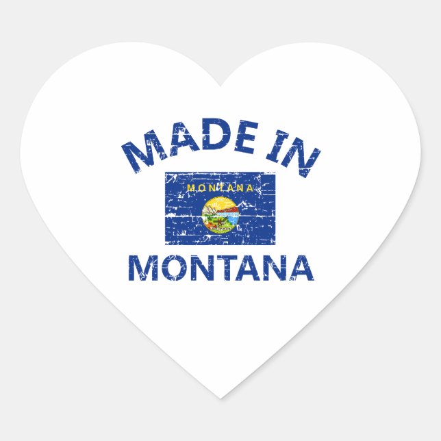 Made in MONTANA United States Flag designs Heart Sticker (Front)