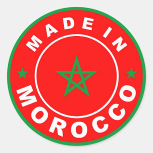 made in morocco country flag product label round