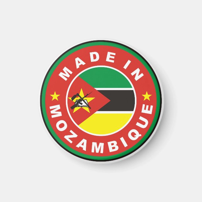 made in mozambique country flag product label magnet (Front)
