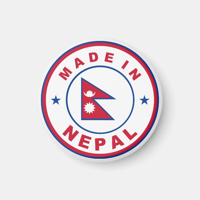 made in nepal country flag product label round magnet (Front)