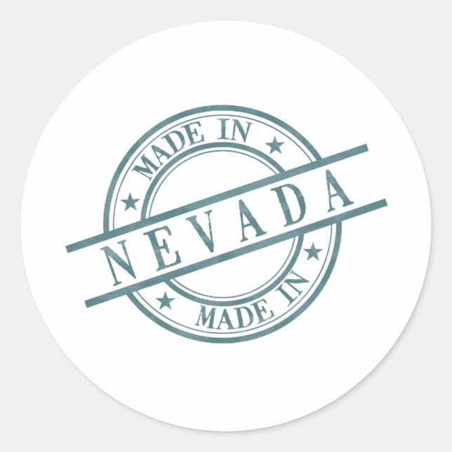 Made in Nevada Green Round Rubber Stamp Logo Classic Round Sticker (Front)